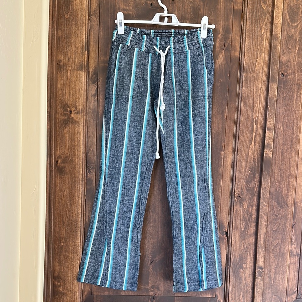 Roxy Striped Flare Pants with Drawstring